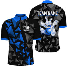 Load image into Gallery viewer, Custom 1/4 Zip Shirts For Men And Women Blue Bowling Team League Jersey Bowler BDT500