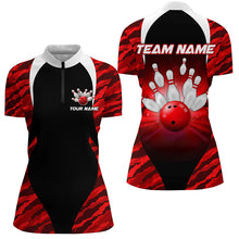 Load image into Gallery viewer, Red Camo Bowling Shirts Men Women Bowling Jersey Unisex Custom 1/4 Zip Bowling Team Shirt BDT597