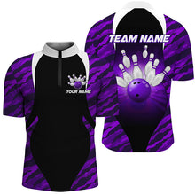 Load image into Gallery viewer, Purple Camo Bowling Shirts Men Women Bowling Jersey Unisex Custom 1/4 Zip Bowling Team Shirt BDT597