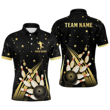 Load image into Gallery viewer, Gold&amp;Black Bowling Jersey Men &amp; Women Custom Bowling Shirt Team Bowling Polo BDT528