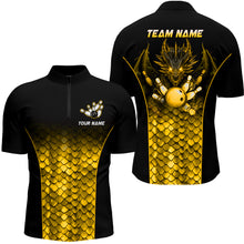 Load image into Gallery viewer, Custom Gold Dragon Bowling 1/4 Zip Shirts For Men And Women Bowling Team Jersey BDT508