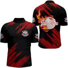 Load image into Gallery viewer, Bowling Quarter-Zip Shirt For Men Custom Flame Bowling Jersey Team Bowling Shirt BDT262