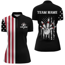 Load image into Gallery viewer, American Bowling Shirt Women Black Bowling Team League Jersey Custom Bowling Quarter-Zip Shirt BDT357