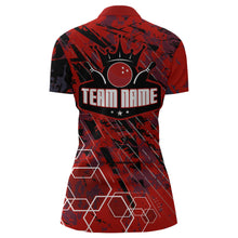 Load image into Gallery viewer, Custom Black&amp;Red Bowling Shirt For Women Personalized Bowling Team Jersey Bowling 1/4 Zip Shirt BDT323