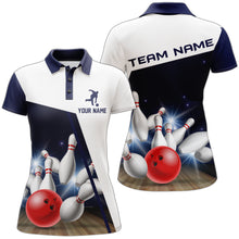 Load image into Gallery viewer, Navy Bowling Polo Shirt Women Personalized 3D Bowling Jersey Team League Bowling Shirt BDT283