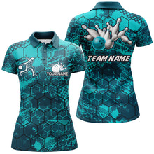 Load image into Gallery viewer, Turquoise Bowling Polo Shirt Custom Bowling Jersey For Women Bowling Shirts For Team BDT255