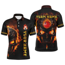 Load image into Gallery viewer, Skull Bowling Shirt For Men Flame Bowling Team League Jersey Custom Bowling Polo Shirt BDT333