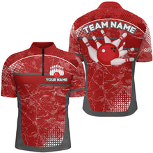 Load image into Gallery viewer, Custom Red Bowling Shirt For Men &amp; Women Camo Bowling Team Jersey 1/4 Zip Bowling Shirts BDT582