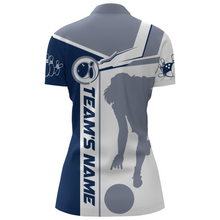 Load image into Gallery viewer, Personalized Navy Bowling Quarter-Zip Shirt For Women Bowling Jersey Team League Bowlers BDT281