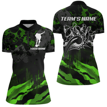 Load image into Gallery viewer, Women Bowling Quarter-Zip Shirt Custom Camo Bowling Jersey Bowling Team League Shirt BDT285