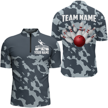 Load image into Gallery viewer, Custom Bowling Shirts For Men Women Bowling Team League Jersey Camo Bowling 1/4 Zip Shirts Unisex BDT594
