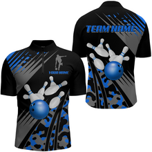 Load image into Gallery viewer, Custom Bowling Jerseys Men Women Bowling Shirt Blue Camo Bowling Team Shirt Quarter-Zip BDT595