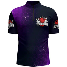 Load image into Gallery viewer, Purple Bowling Quarter-Zip Shirt for Men Custom Bowling Jersey Bowling Team League Shirt BDT258