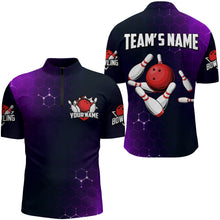 Load image into Gallery viewer, Purple Bowling Quarter-Zip Shirt for Men Custom Bowling Jersey Bowling Team League Shirt BDT258
