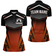 Load image into Gallery viewer, Custom Bowling Shirts Men &amp; Women Orange Bowling Team Jersey Unisex 1/4 Zip Bowling Uniform BDT530