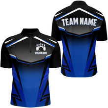 Load image into Gallery viewer, Custom Bowling Shirts Men &amp; Women Blue Bowling Team Jersey Unisex 1/4 Zip Bowling Uniform BDT530