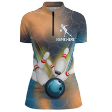 Load image into Gallery viewer, Personalized Bowling Quarter-Zip Shirt Women 3D Bowling Jersey Custom Bowling Team League Shirts BDT207