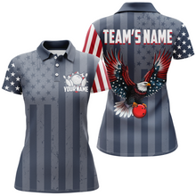 Load image into Gallery viewer, Eagle Navy Bowling Shirt For Men &amp; Women Custom Patriotic Bowling Team Jersey Polo BDT540
