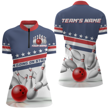 Load image into Gallery viewer, I'm Going On Strike Bowling Shirt Women Custom American Bowling Jersey Team Bowling Quarter-Zip Shirt BDT321