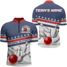 Load image into Gallery viewer, I'm Going On Strike Bowling Shirt Men Custom American Bowling Jersey Team Bowling Quarter-Zip Shirt BDT321
