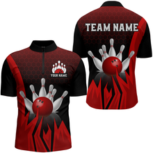 Load image into Gallery viewer, Custom Red Flame Bowling Quarter Zip Shirts For Men &amp; Women Bowling Team Jersey BDT456