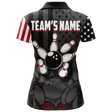 Load image into Gallery viewer, Custom American Bowling Shirt For Women Black Bowling Jersey Team League Bowling Polo Shirt BDT334