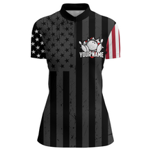 Load image into Gallery viewer, Custom American Bowling Shirt For Women Black Bowling Jersey Team League Bowling 1/4 Zip Shirt BDT334