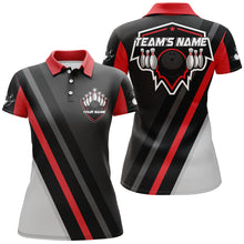 Load image into Gallery viewer, Black&amp;Red Bowling Polo Shirt For Women Vintage Bowling Team League Jersey Custom Bowling Shirt BDT181