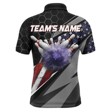 Load image into Gallery viewer, American Flag Bowling Shirt Men Patriotic Bowling Jersey Team Custom Bowling Polo Shirt BDT381
