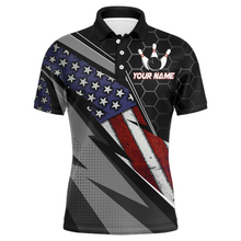 Load image into Gallery viewer, American Flag Bowling Shirt Men Patriotic Bowling Jersey Team Custom Bowling Polo Shirt BDT381