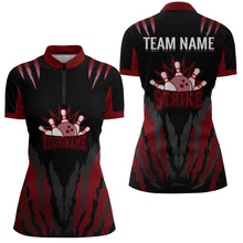 Load image into Gallery viewer, Strike Bowling Jersey For Women Personalized Bowling Shirt Team Bowling Quarter-Zip Shirt BDT286