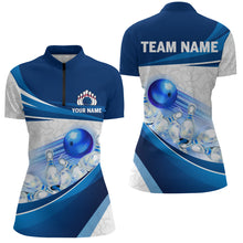 Load image into Gallery viewer, Custom Bowling Shirt For Women Navy Bowling Team Jersey Custom 3D Bowling Quarter-Zip Shirts BDT300