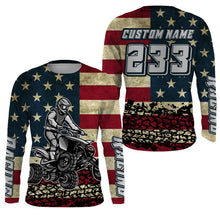 Load image into Gallery viewer, Custom ATV Motocross Jersey Adult&amp;Kid UPF30+ American Flag Quad Bike Shirt Off-Road ATV MX PDT723