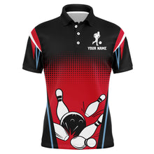 Load image into Gallery viewer, Custom Bowling Polo Shirt Black&amp;Red Bowling Jersey For Men Custom Bowling Team Shirts BDT256