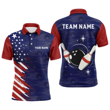 Load image into Gallery viewer, Navy Bowling Polo Shirt Men Custom American Bowling Jersey Seamless Pattern Bowling Shirts BDT319