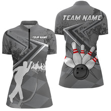 Load image into Gallery viewer, Custom Bowling Jersey For Women Bowling Quarter-Zip Shirt Team Bowling Short Sleeve BDT270