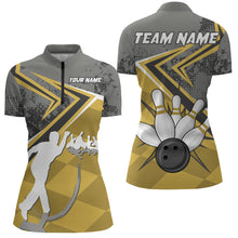 Load image into Gallery viewer, Custom Bowling Jersey For Women Bowling Quarter-Zip Shirt Team Bowling Short Sleeve BDT270