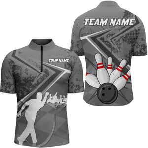 Custom Bowling Jersey For Men Bowling Quarter-Zip Shirt Team Bowling Short Sleeve BDT270