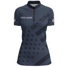 Load image into Gallery viewer, American Flag Bowling Quarter-Zip Shirt Team Patriotic Bowling Jersey Women Bowlers Short Sleeve BDT265