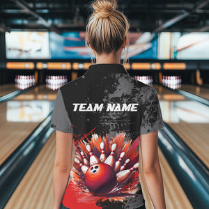 Custom Red Bowling Shirts for Men Women Team Bowling Polo and Quarter Zip for Bowler MBL75