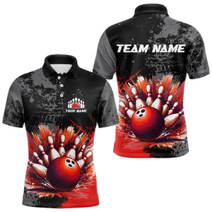 Custom Red Bowling Shirts for Men Women Team Bowling Polo and Quarter Zip for Bowler MBL75