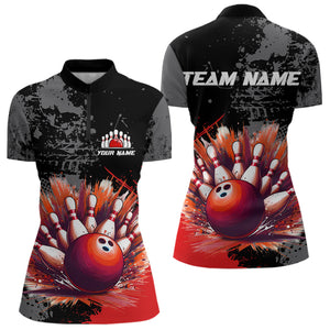 Custom Red Bowling Shirts for Men Women Team Bowling Polo and Quarter Zip for Bowler MBL75