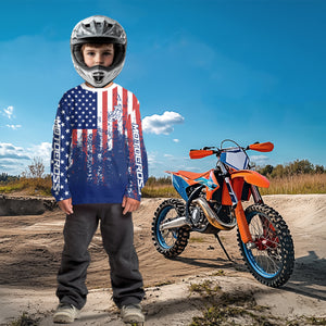 American Flag Motocross Jersey Custom Patriotic Dirt Bike Shirt for Kid Men Women XM332
