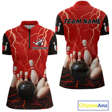 Load image into Gallery viewer, Red Thunder Lightning &amp; Lava Bowling Shirt for Men Women Team Bowling Jersey MBL92