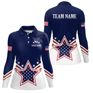 Custom Patriotic Golf Polo Shirt White and Blue Golf Shirts for Men Women Team MMG35