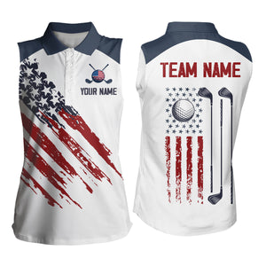 Custom Patriotic Golf Polo Shirt White Golf Shirts for Men Women Team Name MMG45