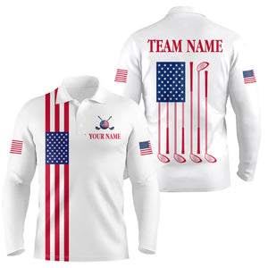 American Flag Golf Polo Shirt Custom Patriotic Golf Shirts for Men Women Team MMG46