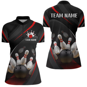 Red Bowling Shirts for Men Women Team Custom Bowling Polo & Quarter Zip Shirt MBL71