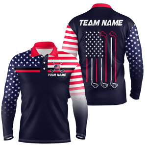 Custom Navy Blue Patriotic Golf Polo Shirt for Men Women Team Golf Apparel MMG20
