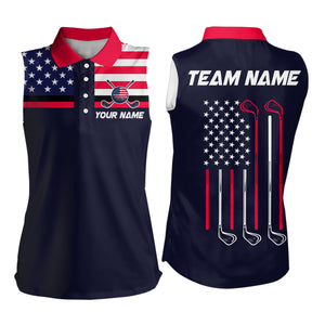 Custom Navy Blue Patriotic Golf Polo Shirt for Men Women Team Golf Apparel MMG20